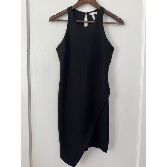 Leith Black Asymmetric Hem Sheath Dress With Keyhole Button Back Size X Small - Picture 2 of 10